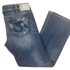 Silver Jeans Tuesday Low Baby Boot Womens 31x28 Blue Denim Y2K Low Rise